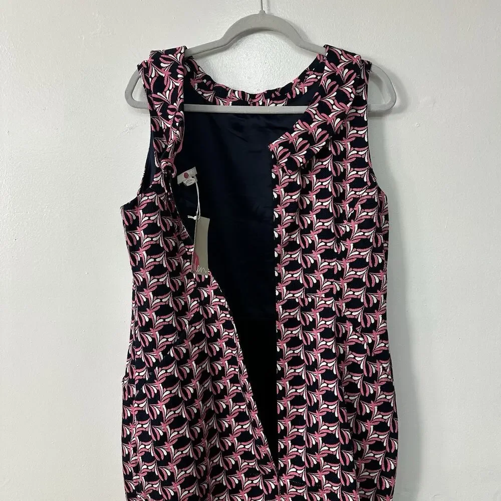 Boden Martha Pink Navy Shift Sheath Dress Pockets Work Women’s Size 12R US NWT - Picture 8 of 8
